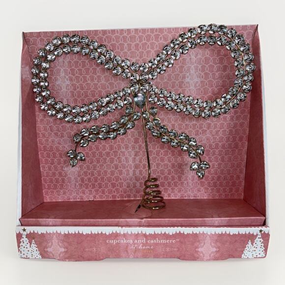 Cupcakes and Cashmere Large Bow Christmas Tree Topper Bling Rhinestone NEW - Picture 1 of 6